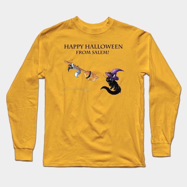 Lessons in Witchery (Happy Halloween) Long Sleeve T-Shirt by KristenOKeefeArt